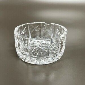 Crystal Glass Bowl Candle Holder Dish Trinket Ashtray 3 1/2" x 1 3/4" High